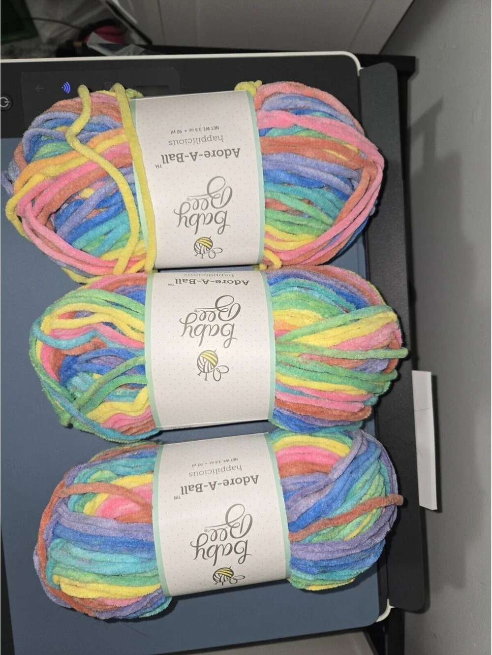 Yarn Bee Baby Bee Ador-A-Ball Yarn - Happilicious- 3 skeins - Low Pill Acrylic